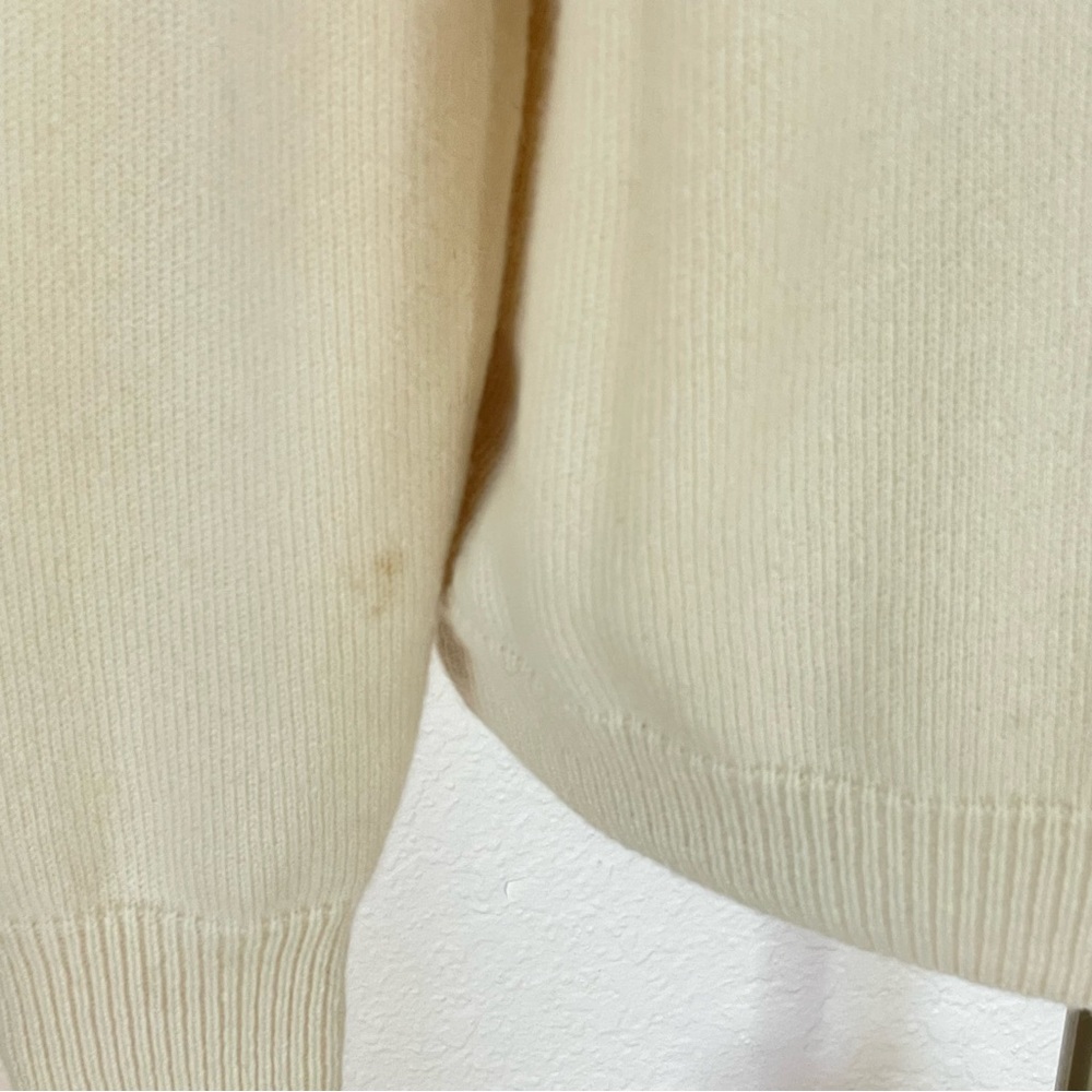 Valentino L’Amour Ivory 100% Cashmere Sweater Red Floral Heart Leather Italy - Picture 7 of 16